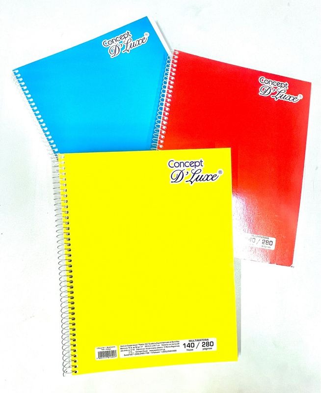 CUADERNO ESPIRAL DOBLE ANILLO 70 HOJAS C/LINEAS CONCEPT C/SOLIDOS