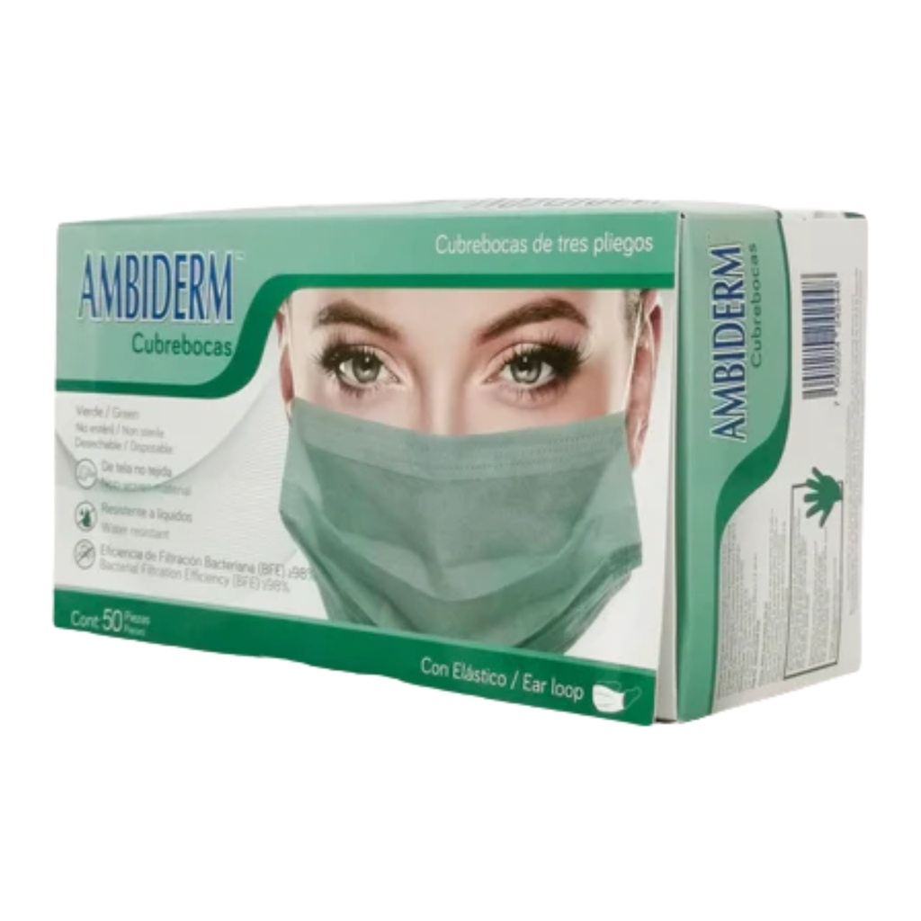 PAQUETES DE MASCARILLA QUIRURGICA AMBIDERM CON 50 PIEZAS