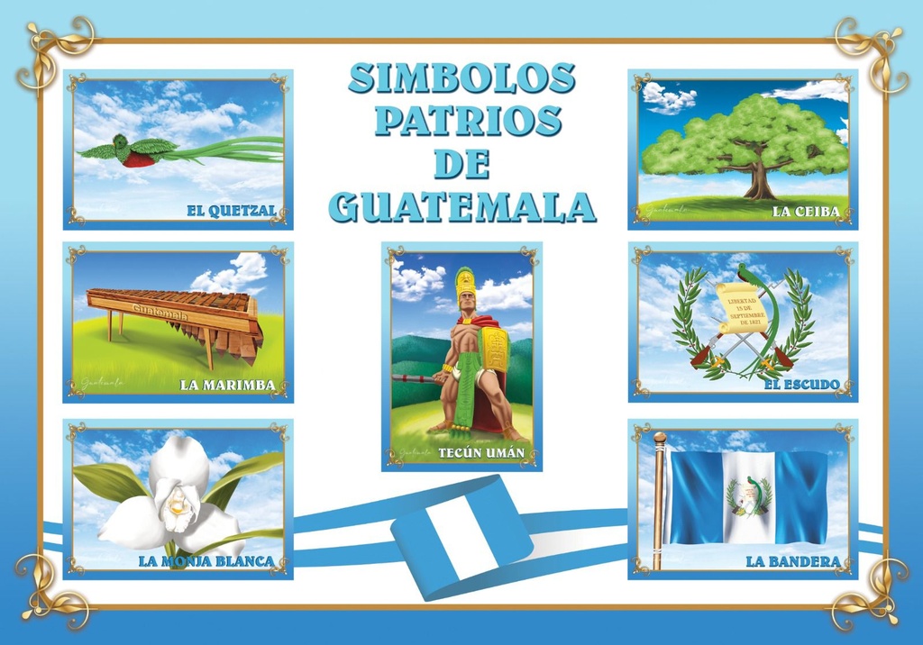AFICHE DE PAPEL SIMBOLOS PATRIOS MONJA BLANCA
