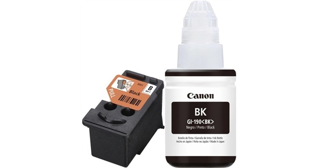Kit Canon MegaTank Cabezal de Impresión Negro BH-1 y Botella de Tinta Negra GI-190
