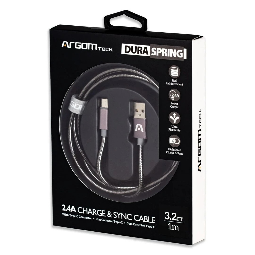Cable de Carga USB Tipo C Argom Dura Spring 1 m 2.4 A