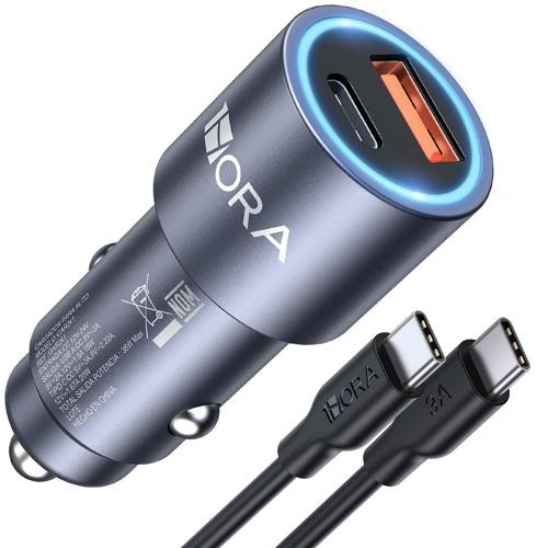 Cargador para Automóvil con Cable USB Tipo C Carga Turbo 3 A