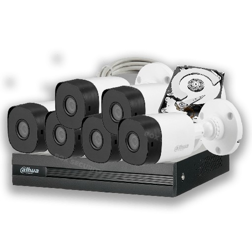 Combo 6 Cámaras Dahua 5MP Bullet con Micrófono, DVR y Disco 500 GB