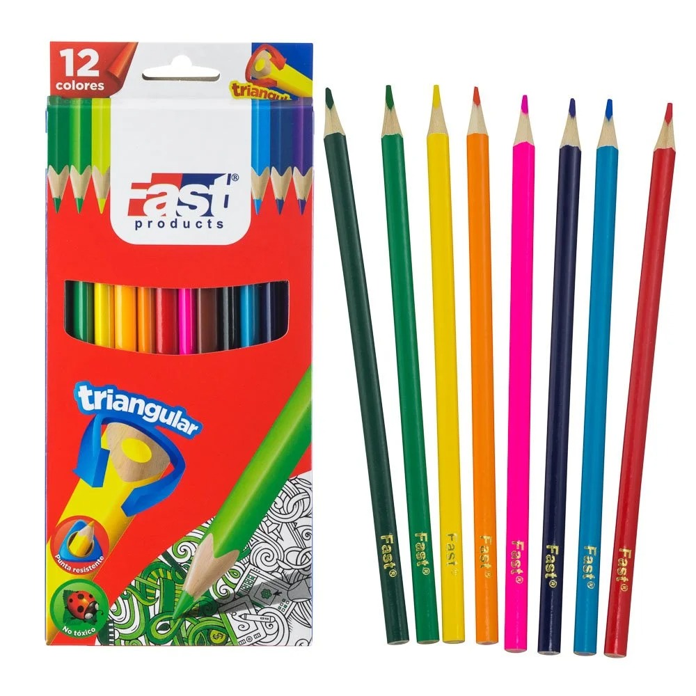 [09389] CRAYON DE MADERA FAST 12 COLORES LARGO TRINGULAR