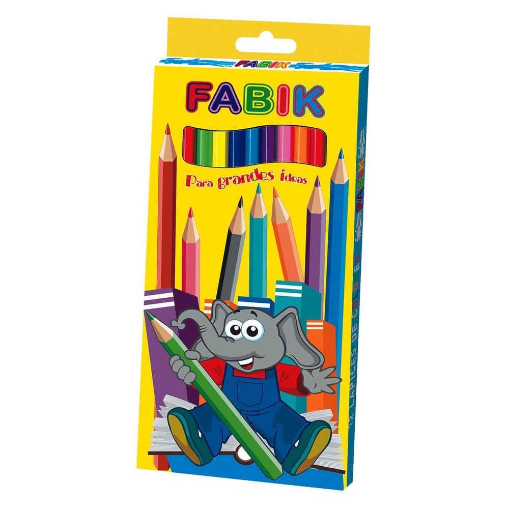 [FKL12] CAJA DE CRAYON DE MADERA FABIK LARGO 12 COLORES