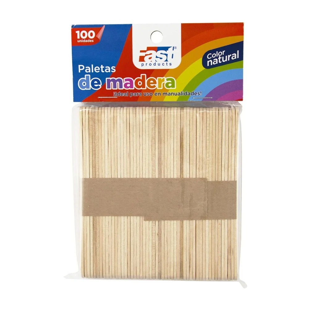 [50734] PALETAS DE MADERA DELGADA COLOR NATURAL 100U
