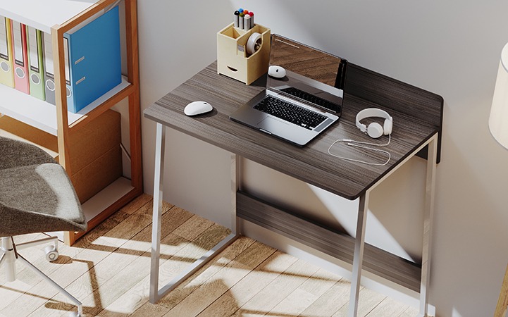 ESCRITORIO PARA COMPUTADORA DE UN NIVEL - NOGAL