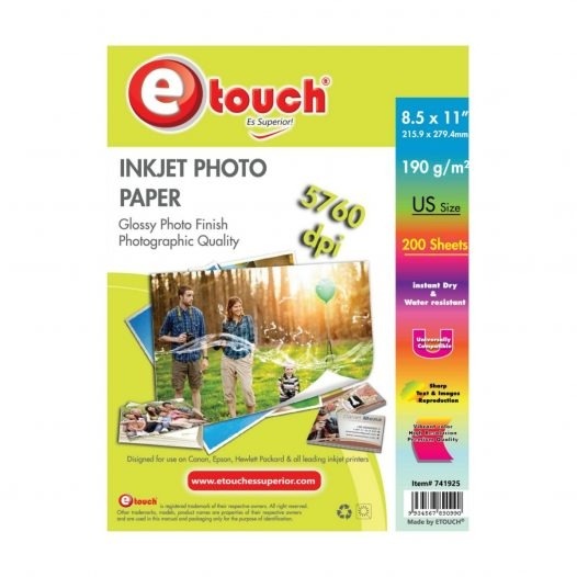 PAPEL FOTO GLOSSY 4X6" 20 HOJAS 260 GRAMOS ETOUCH