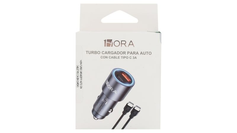 TURBO CARGADOR PARA AUTO CON CABLE TIPO C 3A
