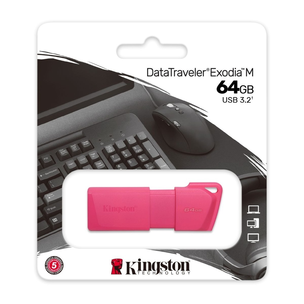 USB KINGSTON DE 64GB DT EXODIA M ROSADO