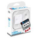 1HORA KIT CARGADOR DE CARGA RAPIDO + CABLE LIGHTNING - BLANCO